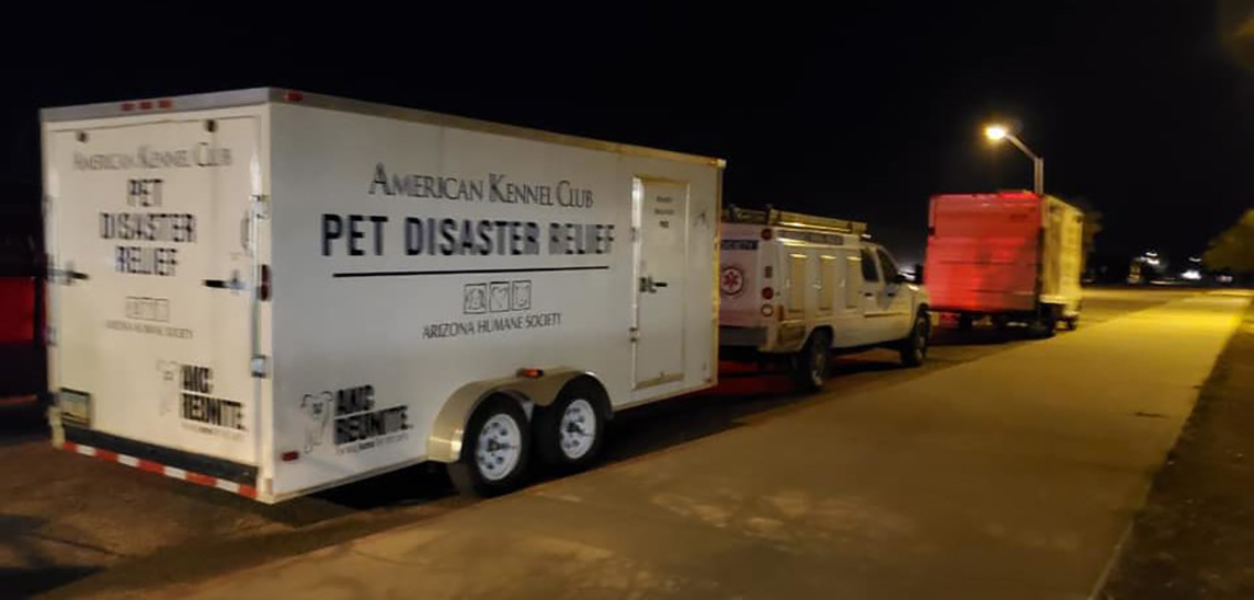 Pet Disaster Relief truck and trailer